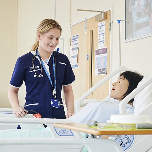 student in work placement in a hospital ward