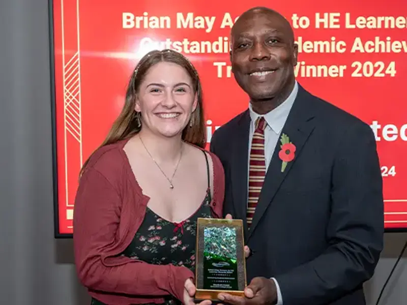 student receiving award