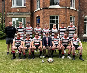 Rugby students group photo with Principal