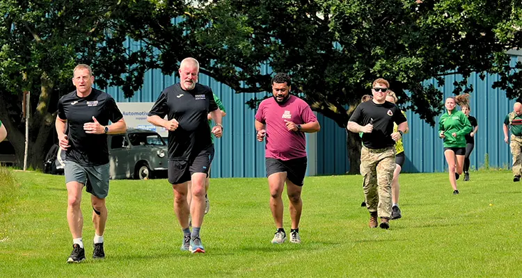 Group of people running